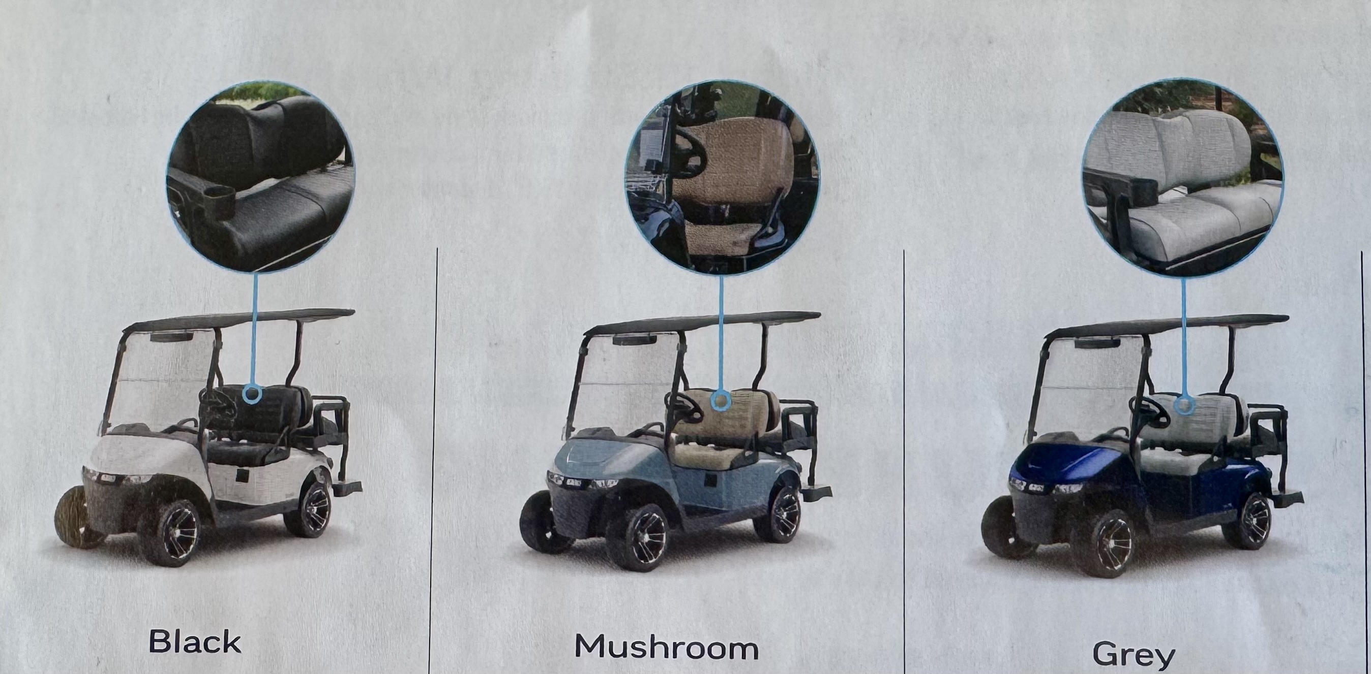 Picture of Seat - RXV Row 2 EZGO Premium Vinyl Seats - Black, Grey, Mushroom  (Factory Order Only)