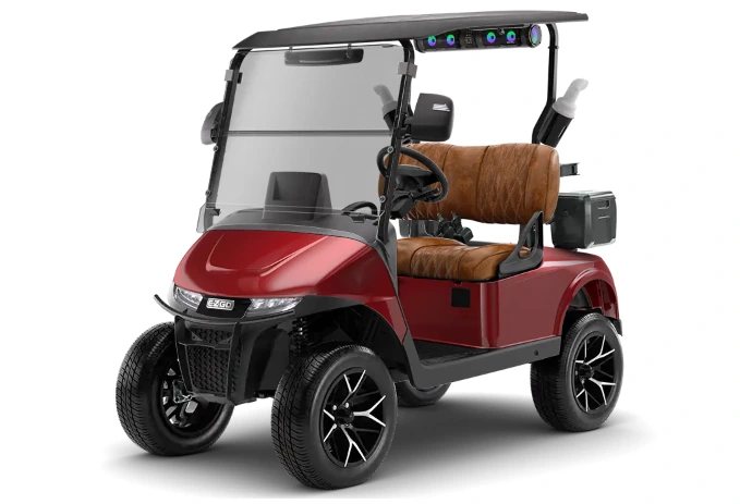 E-Z-GO RXV ELiTE two passenger golf car in red