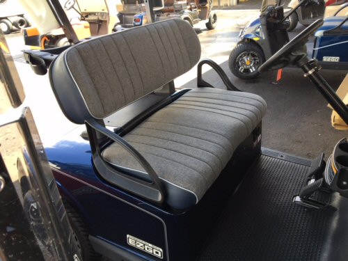Picture of Steel Navy Pleated Seat with Silver Piping
